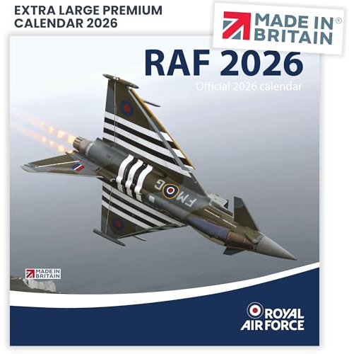 Offizieller RAF Kalender 2024 der Royal Air Force, umweltfreundlich, hergestellt in Großbritannien, auf FSC®-Papier mit pflanzlicher Tinte und 100 % grüner Energie. Kohlenstoffaufnahme mit Bäumen, die