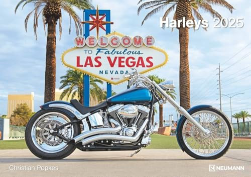 N NEUMANNVERLAGE - Harleys 2025 Wandkalender, 45x48cm, Kalender mit zwölf Abbildungen amerikanischer Harleys, Motorräder, Mondphasen, Spiralbindung und internationales Kalendarium