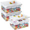 Aufbewahrungsbox für Bausteine Ablagefächer 3 pcs Stapelbar Kisten Spielzeug Aufbewahrung mit Deckel & Bauplatte Stapelboxen Kunststoff Sortierboxen Kleinteile Organizer Box Kinder Spielzeugkiste