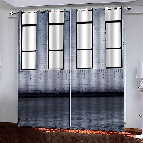 3D Vorhang Blickdicht Weißes Fenstergitter Vorhang-Ösen-Oberseiten-Vorhänge Für Küche-Schlafzimmer-Hauptdekoration/Uv-Schutz/Schalldämmung 280 X 250 cm -4Q8J-H7I