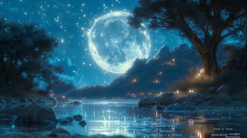 Mond Diamond Painting, 5D DIY Diamond Painting set Landschaft Diamond Painting Kinder, Daiments Painting Erwachsene Stickerei Kreuzstich, Aesthetic Room Deko Schlafzimmer Geschenk 140x80cm B-C