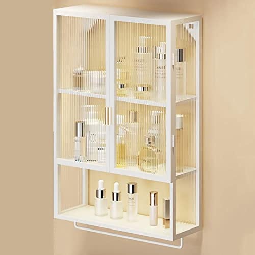 Generic Botiquín de metal con puerta de cristal, armario de pared de baño con toallero para baño, sala de estar, cocina, armario de almacenamiento sobre el inodoro