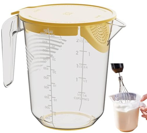 Juego de tazas medidoras de vidrio de 1/2 piezas, herramientas de cocina Essentiall, tazas medidoras de líquido de vidrio templado, jarra para hornear con mango y escalas, juego de tazas de