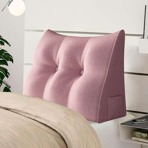 VERCART Kopfende Großes Rückenkissen, Bequemes Lesekissen und Rückenteil im Bett, 2 in 1 Rückenlehne und Kopfkissen, Langes XXL Kissen für Sofa, Couch, Wand und Polster Samt Rosa 80cm