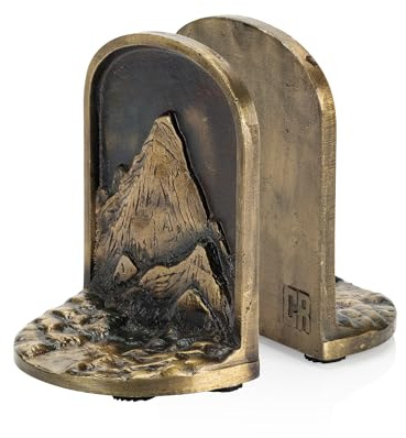 Craftsman Road Ensemble de Serre-Livres en Fonte en Laiton Antique, 2 Supports décoratifs pour étagères ou bibliothèques, Laiton élégant, antidérapant, Robuste, décoration d'intérieur
