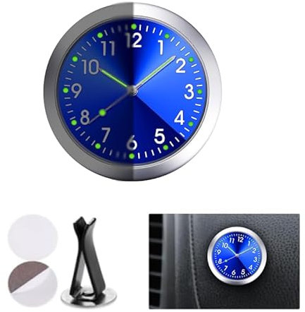 Auto uhr Auto Armaturenbrett Uhr Dashboard Uhr Mini Fahrzeug Armaturenbrett Uhr für Auto Universal kleine leuchtende Auto Lüftungsschlitze,Car Clock Geeignet für jede Autodekoration(Blau)