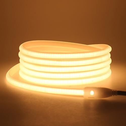 KISUFU 230V COB LED Streifen, 288leds/m Wasserdicht IP65 AC 220V Flexible 50cm Schneidbar LED Band Neon Strip Light für DIY Innenbeleuchtung, Zimmer und Außen Dekoration.