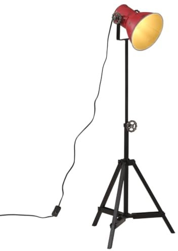 vidaXL Lampadaire 25 W Rouge délavé 35x35x65/95 cm E27, Lampe, Lampe sur Pied, Lampe Industrielle, lumière, Lampe de Lecture, éclairage