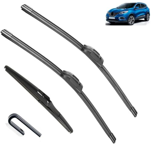 Compatibile con Renault Kadjar 2015-2019 Spazzole tergicristallo anteriori posteriori Accessori per taglierina J Hook 2015 2016 2017 2018 2019