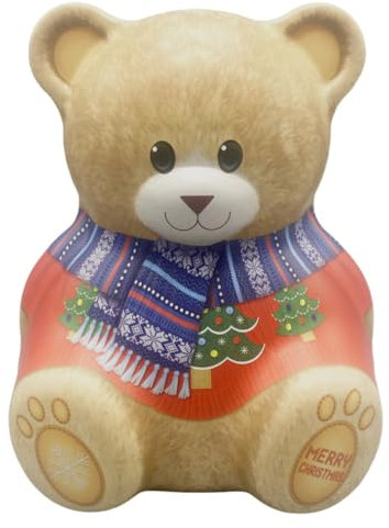 your castle Blechdose in Form eines Bärs mit Schal Teddy Bär Xmas Keksdose Deko-Box Retro-Dose Aufbewahrung, Volumen: 1.4 l, Maße: 13,5 x 9 x 16 cm