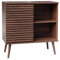 sweeek - Buffet scandinave décor Bois Noyer. Buffet Haut. vaisselier. avec 1 Porte coulissante rainurée et 2 étagères 80cm