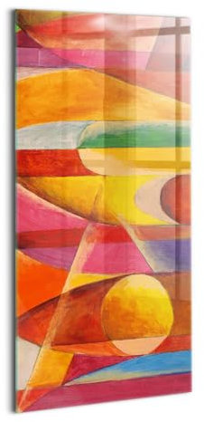 Wallfluent Wandbild Gehärtetes Glas Wanddekoration 70x140cm Für die Küche Badezimmer und Schlafzimmer Dicke 4mm Glasbild Mit Motiv Bild - Bunte abstrakte Kunst