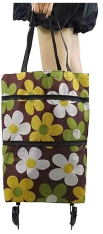 Treppensteigen Einkaufstrolley Shoppingtrolley Trolley Einkaufswagen Ersatztasche Mit 2 Rädern Faltbare Wiederverwendbare Einkaufstasche Gepäcktasche Treppenwagen Einkaufswagen Treppensteiger(Yellow)