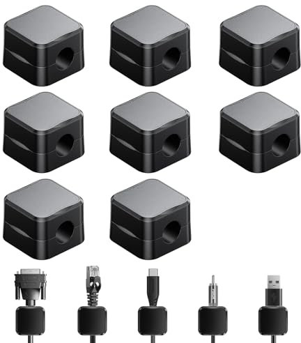NEUTYPECHI 8 Pack Clips Câble Organisateur Bureau, Cable Management Magnetique de Câbles Magnétique Auto-adhésif, Support de câble pour Bureau, Table de Nuit, Câbles de Chargeur