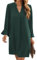 Famulily Womens Plus Size Shirt Dresses Casual Party Mini Dress Autumn Long Sleeve Sexy Vneck Blouse Tops Dark Green M