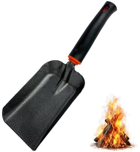 SoloWilder 12.6 Ash Shovel for Fire Pit & Fireplace - Manganese Steel Gardening Tool - Black
