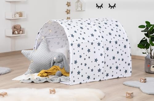 TiCAA Spiel- und Betttunnel, Kinderzelt, Kindertunnel für Jungs & Mädchen Spielzelt für Bodenbett, Hochbett, Etagenbett und Einzelbett 90x200cm