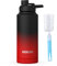 Kiocko botella agua acero inoxidable,1 litro, 800 ml, 600 ml, sin BPA, a prueba de fugas, botella agua gimnasio térmica para escuela, deportes, ciclismo, gimnasio, niños y niñas（Negro Rojo）