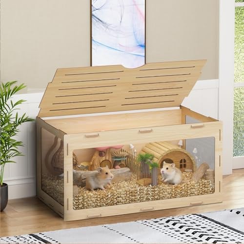 COZIWOW Hamsterkäfig aus Holz, 81,3 cm, großes Kleintiergehege