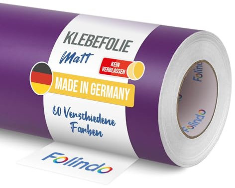 FOLINDO Möbelfolie selbstklebend 040 Violett Matt 5m x 31,5 cm - Klebefolie Möbel, Klebefolie Küche, Möbelfolie, Folie für Möbel, Möbelfolie selbstklebende Folie, Küchenfolie selbstklebend