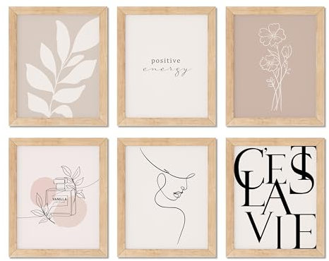 TwoDays Vanilla Girls Room Decor, Clean Girl Ästhetische Wandkunst, Boho Beige Poster und minimalistische cremefarbene Drucke für Schlafzimmer (6er Set, 10L x 8W)