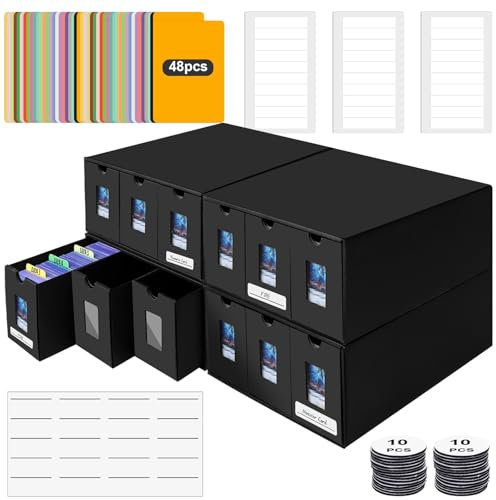 Sammelkarten-Aufbewahrungsbox für 7200+ Karten, Trading Card Storage Box für Commander Display, Karten Deck Box mit 48 Kartentrenner, Spielkarten Deck Case für TCG MTG PTCG Sports Karten und Toploader