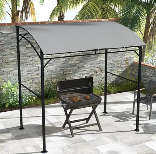 Small Garden Shelter Outdoor Patio Tent BBQ Grill 10 Hooks Sun Shade Metal Backyard Barbecue Cooking Waterproof Gazebo Canopy Roof