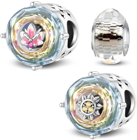 HappyStar charm anhänger silber 925 Eule Chamäleon Insekten blumen Charme Bead Charms für Damen Kompatibel Armbänder Halsketten(Mit einer Space Bead)