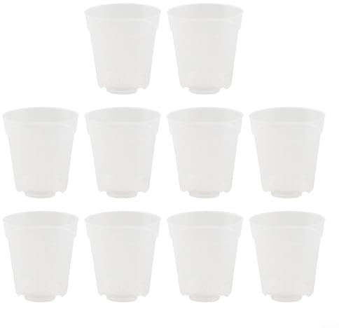 Set di 10 vasi per piante in plastica trasparente, con fori di drenaggio, per piante da interno ed esterno, orchidee, piante grasse, erbe, leggeri e traspiranti (13,2 cm)