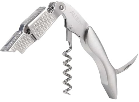 ALULIYO Corkscrew Wine Bottle Opener, Stainless Steel 3-in-1 Waiters Friend | Wine Opener Corkscrew with Double-Hinged Fulcrum & Foil Cutter, Waiters Friend Corkscrew for Sommelier, Waiter, & Bartender