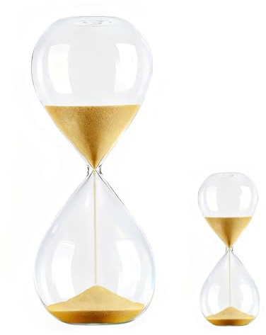 Clessidra 60 e 5 Minuti, Set di 2 Clessidre d'Oro in Vetro Borosilicato di Sicurezza 1.83mm Timer da Cucina per Uova, Giochi, Ufficio