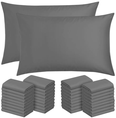 Moonlight Bedding Pillow Cases 50 Pack – Grey Pillowcases Envelope Closure Super Soft Brushed Microfiber Standard House Wife Pillow Covers, (50 X 75 CM)