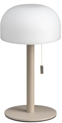 Luxus Europe - Tischlampe Bobby Taupe - Kabellose LED-Tischlampe für den Innen- & Außenbereich – Zugschalter – USB-C wiederaufladbar – 3 Lichtfarben