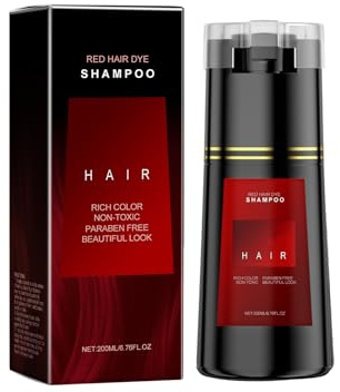 Champú Tinte para el Cabello en Rojo Vibrante, Cobertura Total y Duradera de las Canas, Coloración Intensa y Persistente con Brillos Profundos, para un Resultado de Salón en Casa