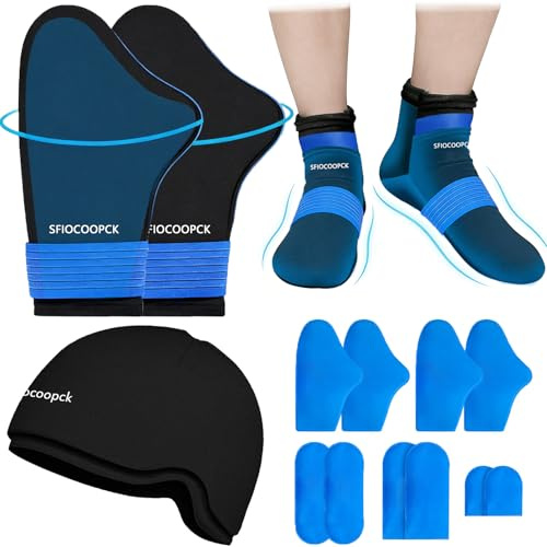 Chemo-Handschuhe & -Socken bei Neuropathie, Kühlkappe für Chemotherapie, Kältetherapie-Socken & -Handschuhe für Chemo-Patienten – Chemotherapie Essentials für Damen & Herren, Schwarz, L