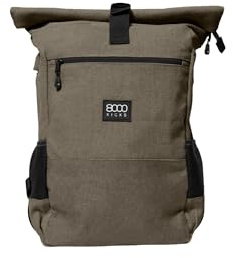 8000Kicks Everyday Hanf-Rucksack | Rolltop-Rucksack mit erweiterbarem oberen Teil | Leicht und wasserabweisend | Mit Anti-Diebstahl-Tasche und geräumigem Innenraum
