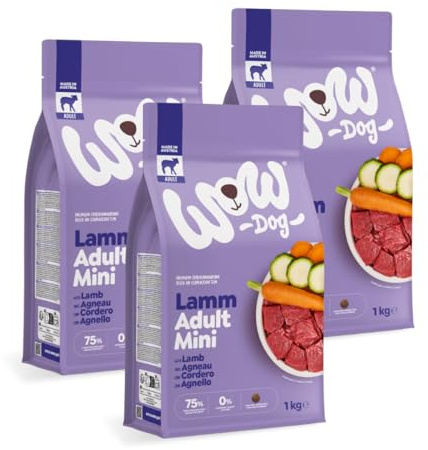 WOW Dog Hunde Trockenfutter Minis mit Lamm 3 x 1kg | ohne Getreide