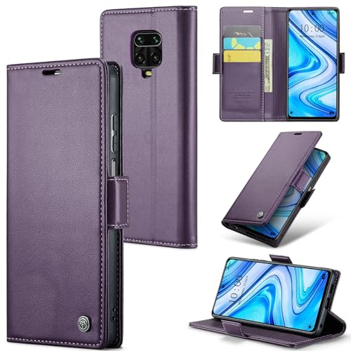 Rerzoiro for Xiaomi Redmi Note 9S / Xiaomi Redmi Note 9 Pro Case, Premium PU Leather Wallet Case Flip Cover with [RFID Blocking][Card Holder][Stand Function] Shockproof Protective, Purple