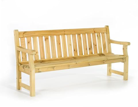 Gartenbank Holz Massiv 180cm, Gartenbank Wetterfest, Imprägniert, Grün | Stabile Parkbank 3 Sitzer mit Rückenlehne, FSC-Zertifiziert – Schwere Holzbank Garten 42kg für Parks