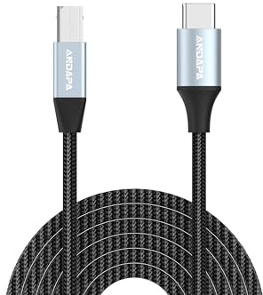 ANDAPA Cavo da USB B a USB C per stampante, da 1,5 m, da tipo B a tipo C, per MacBook Pro, Air, cavo MIDI per pianoforte digitale Yamaha, Casio, tastiera MIDI, controller DJ, DAC a iPad (3 m)