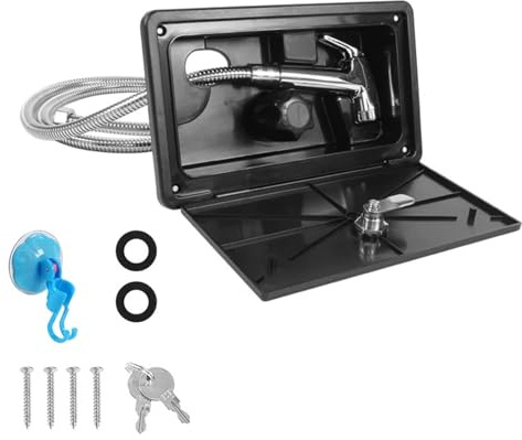 MOOILKO Kit Doccia Esterna for Camper, roulotte, Box Esterno con Serratura e Interruttore a manopola Singolo Caldo/Freddo for Barca, Yacht Interno della Cabina(Noir)