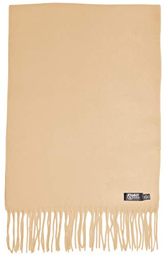 ADAMANT 100% Reines Kaschmir, Herren/Damen-Unisex- Schal - superweich - 180cm lang - STANDARDMAß - EINFARBIG oder KARIERT -feines Flaumhaar - Beige
