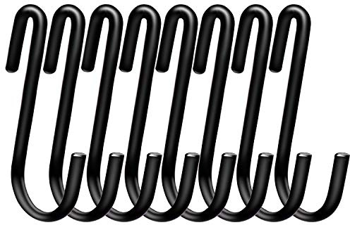 Esfun 30 Pack Heavy Duty S Hooks Black S Shaped Hooks Hanging Hangers Pan Pot Holder Rack Hooks for Kitchenware Spoons Pans Pots Utensils Clothes Bags Towels Plants …