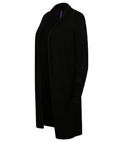 Henbury Womens/Ladies Long Line Open Cardigan (XXL) (Black)