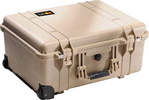 PELI 1560 Langer Transportkoffer für Kamera Equipment and Empfindliche Elektronische Instrumente, IP67 Wasser- und Staubdicht, 44L Volumen, Kein Schaum, Farbe: Desert Tan (Sand)