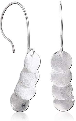 viva-adorno 1 Paar Damen Ohrringe Plättchen Kreise Durchzieher 925 Sterling Silber Ohrhänger matt gebürstet Z543_D2
