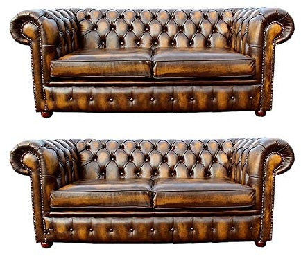 jvmoebel Chesterfield Sofagarnitur Couch Polster Sofa Leder Textil Stoff Garnitur Set Neu