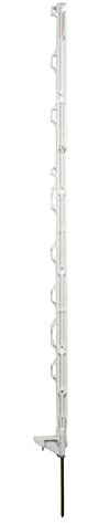 horizont Weidezaunpfähle Kunststoff 5 Stück weiß, Höhe 108cm, Einzeltritt, Kunststoffpfahl mit Ösen für Bänder, Seile, Litzen, Weidezaunpfahl Kunststoffpfahl Weidezaun