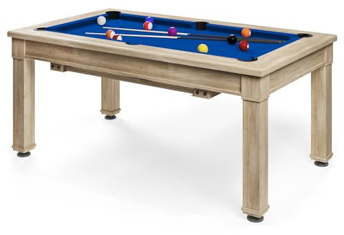 Bison Billardtisch Dolce Vita Shabby Chic | 5ft o. 6.5ft | Umfunktionierbar zum Esstisch | 18 mm Spielfeld aus Präzisionsverbundstoff, High-Speed Billardtuch | 132 – 150 kg