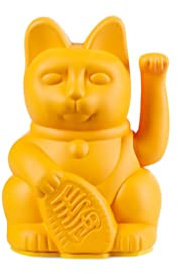DONKEY Lucky Cat Mini | Deep Yellow | Japanische Glücksbringer Winkekatze in dunkelgelb 9,8 cm hoch